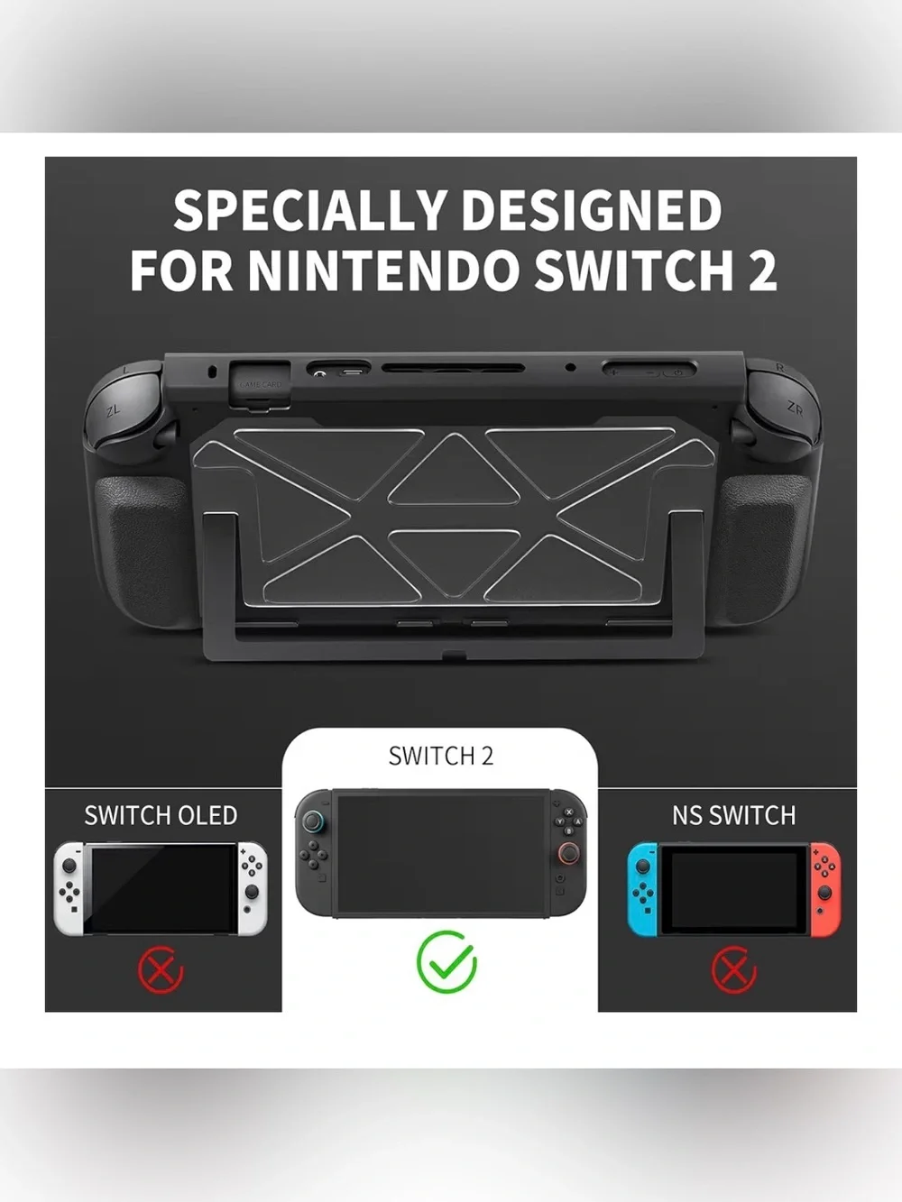 Nintendo Switch OLED Black Grip Case with Clear Back